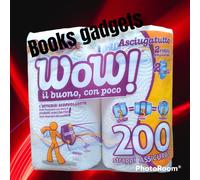 12 Conf. (24 Rotoli Smisurati) Carta WOW Tovaglioli Asciugatutto 200 Strappi