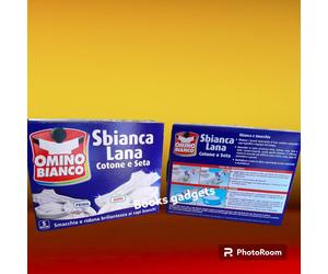 12 Conf. Omino Bianco (60 Bustine) Sbianca Lana Cotone e Seta per Capi Bianchi