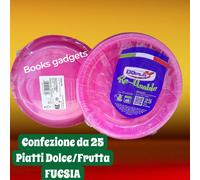 12 Confez. (300 Piattini) DOpla Piatti in Plastica per Dolce/Frutta FUCSIA Ø170