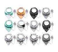 12 confezione unisex bambino bambino bandana bava bavaglini con ciuccio catena super sicuro e di puro cotone assorbente
