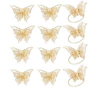 12 confezioni di portatovaglioli a farfalla, con farfalla dorata, portatovaglioli in metallo, portatovaglioli, anelli Bulk Delicate, tovaglioli, cerchi, tavolo da pranzo, decorazione per matrimonio