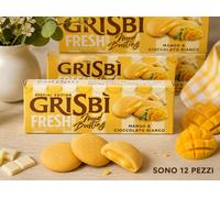12 Confezioni Grisbi Mango Cioccolato Bianco Biscotti Ripieni 150g Snack Dolce