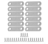 12 connettori dritti in acciaio inox per rinforzare telai di mobili, resistenti, con fori per viti da incasso, per armadi, scaffali e sedie (57 mm)