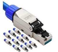12 connettori RJ45 CAT 8 - spina di rete senza attrezzi per Ethernet, cavo di posa e cavo di rete | Gigabit abilitato, schermato STP, 40 Gbps, contatti dorati