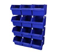 MonsterShop - 12 Contenitori a Bocca di Lupo in Plastica per Magazzino, Garage e Officina 26cm x 28cm x 42,5cm