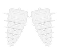 12 coperchi rettangolari in silicone per alimenti, 6 misure, riutilizzabili, elasticizzati, ermetici, sicuri in lavastoviglie e forno a microonde, coperchi regolabili per piatti, gadget da cucina