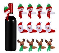 12 coperture natalizie per bottiglie di vino, pupazzo di neve, Babbo Natale, renna, decorazione per feste di Natale, casa, bar