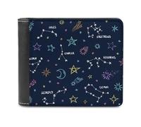 12 Costellazioni Doodle Portafoglio da uomo Bifold Slim Cash Card Holder Borsa in pelle, Stile:, Taglia unica