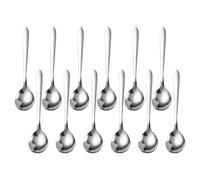 12 Cucchiai in Acciaio Inox con Testa Rotonda - Set Tavola, Dessert, Gelato, Specchio e Caffè