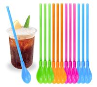 12 cucchiaini di cannuccia riutilizzabile 2 in 1, cannuccia riutilizzabile, cannuccia frullata, cannuccia, bolla tè, cannucce, riutilizzabile, perfetto per frullati, latti, cocktail