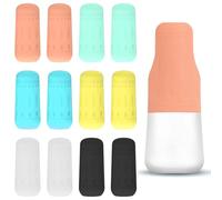 12 custodie in silicone a prova di perdite per bottiglie da viaggio, lavabili in lavastoviglie, per shampoo, gel doccia e oli, copertura riutilizzabile per contenitori da viaggio