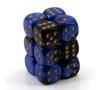 12 d6 Dice Set Chessex GEMINI BLACK BLUE gold 26635 NERO BLU oro Dadi Dado Die