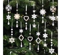12 decorazioni a forma di ghiacciolo in acrilico trasparente per decorare l'albero di Natale, con fiocchi di neve, stelle e cuori, per migliorare l'atmosfera festiva
