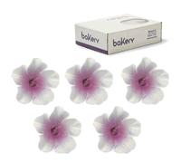 12 Decorazioni Azalee bianche con centro viola in zucchero Bakery