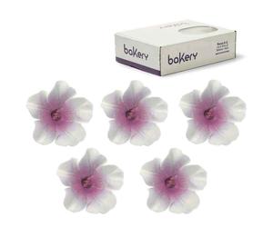 12 Decorazioni Azalee bianche con centro viola in zucchero Bakery