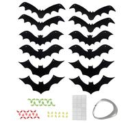 12 decorazioni per Halloween Black Flying Bat Hanging Bat Decorations with Glowing Eyes, Halloween Hanging Bat Decorations,for Home Window Ceiling Tree Porch Yard Lawn Indoor Outdoor