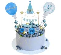 12 decorazioni per torte blu, decorazione per torta di compleanno, topper nero, scomparti di carta a stelle per cupcakes