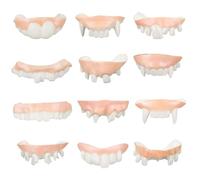 12 denti finti per Halloween, divertenti e spaventosi, per protesi da vampiro, bob, scherzo, brutto, novità demoniaca trabocca, denti di dollaro per Halloween, feste in maschera, accessori per feste