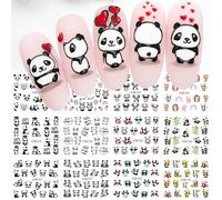 12 Design Nail Art Stickers carino Panda Lovely Kawaii cartone animato Animals Pattern Nail Sliders Water Transfer Nail Art Decals Summer Spring Manicure Decorations DIYadesivi unghiestickers unghiead