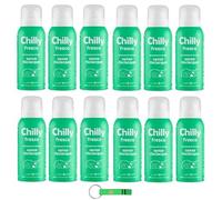 12 detergenti intimi Chilly, senza risciacquo, freschi, da utilizzare su carta igienica, con mentolo naturale da 100 ml + portachiavi Beni Culinari gratuito
