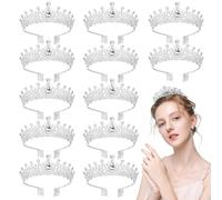 12 diademi da donna in cristallo, eleganti corone con strass con pettini, copricapo da sposa e feste, accessori per capelli color argento, One Size, 100%
