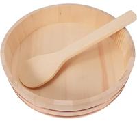 12 Dimensioni in Legno Hgiri Sushi Rice Bowl Japese Sushi Mixing Tub Barile di Rame BD con Legno per Home Restaurt, White, 27x7.5cm