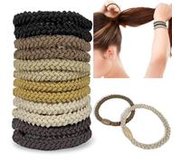 12 elastici per capelli, colori misti, elastici per coda di cavallo, non danneggiano i capelli, braccialetti elastici per capelli per donne e ragazze, capelli sottili, spessi, medi, lunghi (marrone)