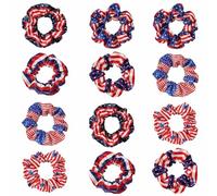12 elastici per capelli con bandiere americane, elastici per coda di cavallo, per donne e ragazze