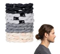12 elastici per capelli intrecciati da uomo, braccialetti intrecciati con perline lisce, non si piegano, resistenti, antiscivolo, multicolore, accessori per chignon da uomo per molti tipi di capelli