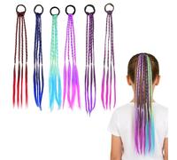 12 Estensioni per Capelli per Intrecci, Treccine Colorate con Fasce Elastiche, Code Sintetiche Sfumate per Bambine, Feste, Performance, Natale, Cosplay (Set B)