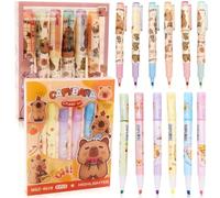 12 Evidenziatori Kapibara - Colori Pastello Luminosi, Inchiostro Resistente, Set di Evidenziatori Capibara - Ideale per Scuola, Università & Ufficio - Perfetto per Evidenziare, Disegnare & Appunti