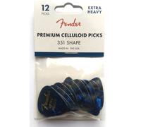 12 Fender® 351 Plettri, Extra Pesante Blu Moto, Borsa Per Plettri