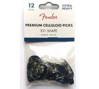 12 Fender® 351 Plettri, Extra Pesante Nero Moto, Borsa Per Plettri