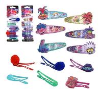 12 fermagli per capelli glitterati per bambini, con pompon glitterati, regalo di Natale per ragazze, multicolore con motivo Trolls