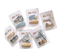 12 fermagli per capelli in tessuto, graziose e graziose, serie gialla e blu, mini fermagli per capelli fatti a mano