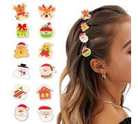 12 fermagli per capelli natalizi, mini fermagli per capelli da donna, cappello di Babbo Natale, regalo con pupazzo di neve, forte tenuta, antiscivolo, piccoli artigli per capelli per acconciature