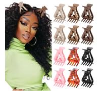 12 fermagli per capelli per sollevamento radici, per capelli spessi e sottili, ganasce a rullo per capelli ricci, senza pieghe, per ricci voluminosi naturali, 6 colori tipo A