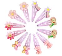 12 fermagli per capelli rosa per ragazze, forcine per capelli per bambini, fiori di sirena, fiocchi a farfalla, stelle, graziose e scintillanti, accessori per capelli per compleanni, Natale, feste