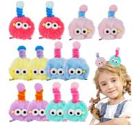 12 fermagli per capelli soffici pop pop, accessori per capelli folli per la giornata, graziose mollette a spirale sfocate con pompon, clip per capelli colorate per i più piccoli, forniture per feste