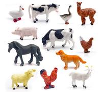 12 Figurine di Animali da Fattoria per Bambini, Giocattoli Animali in Plastica, Set di Figurine di Creature da Fattoria Portatili, Giocattoli Educativi Montessori, Gioco Educativo per Scuola a Casa
