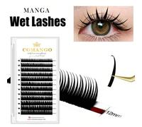 12 file di estensioni ciglie C/D bagnate, ciglie a punte da 0,07 mm, ciglie manga, ciglie sfilacciate, ciglie russe a forma di A premontate, ciglie naturali, forniture per ciglie a grappolo, ciuffetti