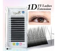 12 file Estensioni ciglie a forma di Y, nere, pre-assemblate, mini ciuffi di ciglie morbidi e naturali, ricci B/C/D, spessore 0,07/0,10 mm, ciuffi di ciglie, ciglie singole, ciglie finte Fibra chimica