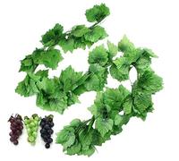12 fili di viti artificiali con 3 corde d'uva, piante da appendere, grandi foglie, ghirlanda per matrimoni, feste, negozi, decorazioni per la casa, interni ed esterni (uva e ghirlande)