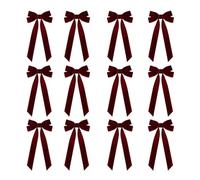 12 fiocchi di velluto rosso, fiocchi di nastro natalizio for decorazioni natalizie, ghirlande for alberi, confezioni regalo, fai da te, artigianato festivo invernale(Burgundy)