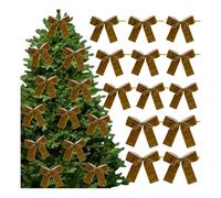 12 fiocchi di velluto rosso per albero di Natale, fiocchi, ghirlande decorative per albero di Natale, feste, ghirlande decorative (caffè medio)