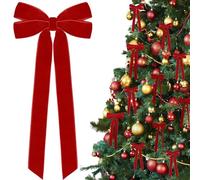 12 fiocchi in velluto rosso, decorazioni per albero di Natale, 12,7 x 25,4 cm, ornamenti natalizi per albero, casa, feste, porte, ghirlande, decorazioni per le vacanze