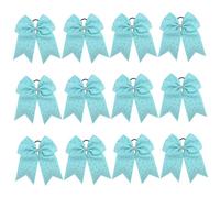 12 fiocchi per capelli allegria, 7 pollici, nessun danno, elegante fiocco per capelli verde glitterato con supporto elastico per coda di cavallo, per uso quotidiano, viaggi, foto, matrimoni. Fiocchi