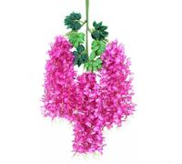 12 fiori artificiali di glicine, ratta da appendere, in seta (viola rosso)