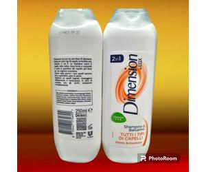 12 Flaconi Dimension Lux Shampoo & Balsamo 2in1 Tutti i capelli 250ml