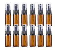 12 flaconi vuoti in vetro ambrato con ugello nero e tappo trasparente, per trucco, profumo d'acqua, cosmetici, campioni di imballaggio, nebulizzatori fini (10 ml/9,6 g)